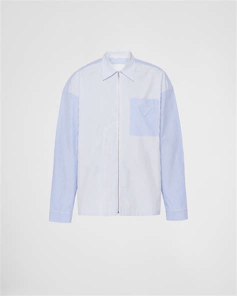 prada technical shirt blue|White/light Blue Technical Cotton Shirt .